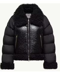 Moncler - Moncler Quilted Nylon With Shearling Collar Down Jacket - Lyst