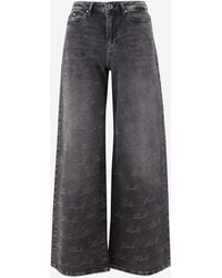 Karl Lagerfeld - Stretch Cotton Denim Jeans With Rhinestone Logo - Lyst