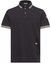 Moncler - Moncler Striped Trim Cotton Piquet Polo Shirt - Lyst