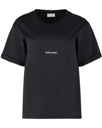 Saint Laurent - Cotton Logo T-Shirt - Lyst