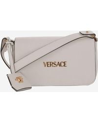 Versace - Mini Lambskin Leather Shoulder Bag With Logo - Lyst