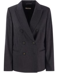 Peserico - Wool And Linen Canvas Double-Breasted Blazer - Lyst