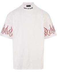 Vision Of Super - T-Shirt With Embroidered Flames - Lyst