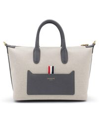 Thom Browne - Logo Printed Zipped Tote Bag - Lyst