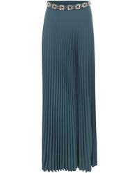 Elisabetta Franchi - Long Pleated Georgette Skirt With Embroidery - Lyst