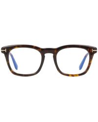 Tom Ford - Eyeglasses Square Full Rim, Dark Havana Frame And Clear Light Block Lens Ft5870-B052 - Lyst