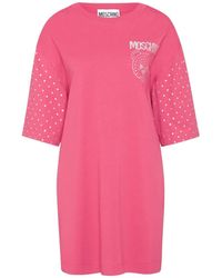 Moschino - Couture Cotton Crystal Teddy Dress - Lyst