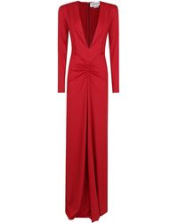 Victoria Beckham - Long Sleeve Deep V-Neck Gown - Lyst