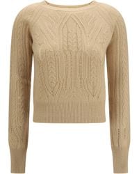 Ermanno Scervino - Long Sleeve Cable Knit And Openwork Cashmere Sweater Kashmir/Capra Hircus - Lyst