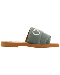 Chloé - Forest Cotton Slides Woody Sandals - Lyst