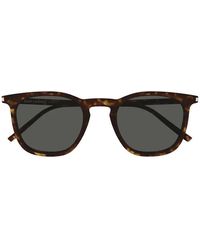 Saint Laurent - Sunglasses Round Full Rim, Dark Havana Frame And Lens Sl623002 - Lyst