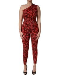 Dolce & Gabbana - Nylon Leopard Pattern Jumpsuit And Elastane - Lyst