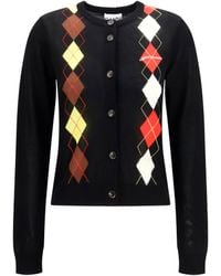 Ganni - Diamond-Pattern Cardigan Cotton - Lyst