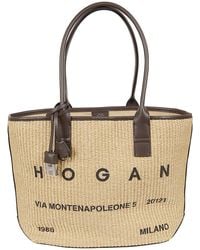 Hogan - Address Shopping Piccola Tess Rafia Tex Calfskin Borsa - Lyst