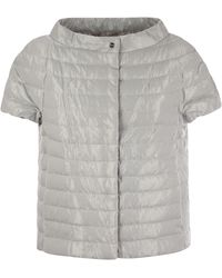Herno - Short-Sleeved Metal-Effect Cape - Lyst