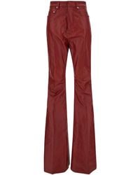 Rick Owens - Red Flared High Waist Pants In Cotton Blend Woman - Lyst