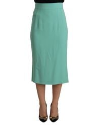 Dolce & Gabbana - Mint Viscose Pencil Cut Midi Skirt Acetate Elastane - Lyst