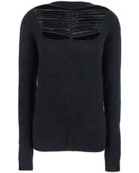 Rick Owens - Sweater With Distressed Effect And Cut-Out Details On The Front - Lyst