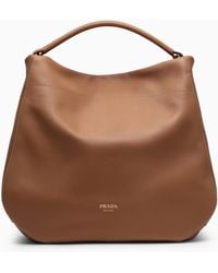Prada - Large Caramel-Coloured Leather Shoulder Bag - Lyst