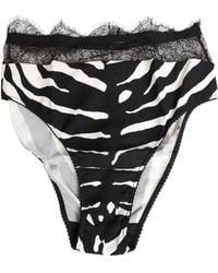 Dolce & Gabbana - Zebra Print Lace Trim High Underwear Silk Clothing - Lyst