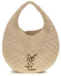 Saint Laurent - Beige Raffia Shoulder Bag - Lyst