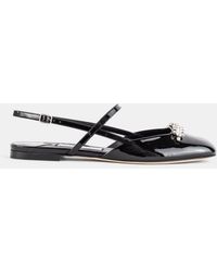 Jimmy Choo - Belinda Flat Patent Leather Slingback With Crystal Knot Shoes - Lyst