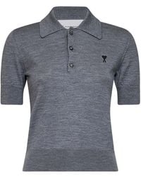 Ami Paris - Polo Shirt Ami De Cœur Merino Wool Virgin Tops - Lyst