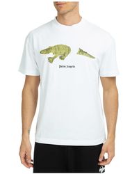 Palm Angels Cotton T-shirt Crocodile White for Men | Lyst