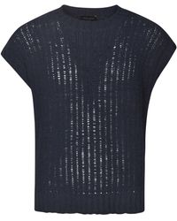 Roberto Collina - Rib Trim Perforated Knitted Sleeveless Sweatshirt - Lyst