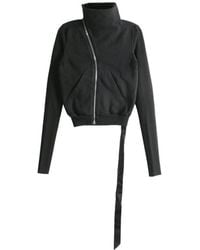 Rick Owens - Zip-Up Sweatshirt With Asymmetric Fastening Cotton Sweater - Lyst