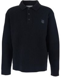 Maison Kitsuné - Ribbed Sweater With Logo Patch - Lyst