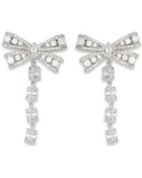 Self-Portrait - Crystal Bow Drop Earrings Brass - Lyst
