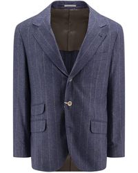 Brunello Cucinelli - Wool Silk Pinstripe Blazer Clothing - Lyst