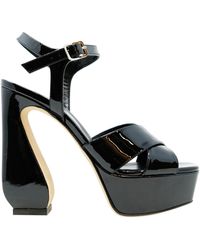 SI ROSSI - Black Patent Leather Sandals - Lyst