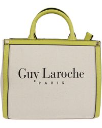 Guy Laroche Beige And Fuchsia Tote Bag in Pink