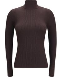 Wolford - Long-Sleeve Wool Sweater Dark Wood - Lyst