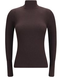 Wolford - Long-Sleeve Wool Sweater Dark Wood - Lyst