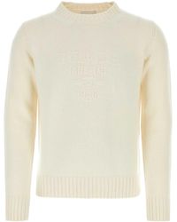 Prada - Ivory Wool Blend Sweater - Lyst
