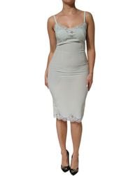 Dolce & Gabbana - Lace Trim Midi Dress - Lyst