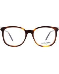 Saint Laurent - Eyeglasses Square Full Rim, Havana Frame And Clear Demo Lenses Lens Sl307003 - Lyst