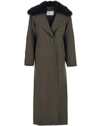 Blumarine - Coat With Classic Lapels And Removable Collar - Lyst