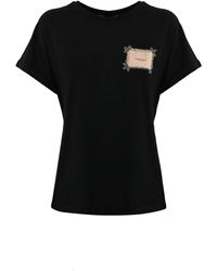 Twin Set - T-Shirt With Label And Rhinestones - Lyst