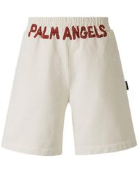 Palm Angels - Logo Cotton Shorts - Lyst
