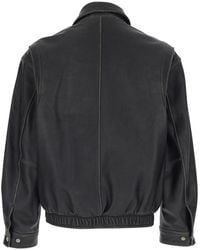 DUNST - Jacket Udju6A105G3Brushedblack With Classic Collar And Leather Zip Closure For Lamb Outerwear - Lyst