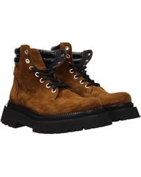 Ami Paris - Lace-Up Suede Ankle Boots - Lyst