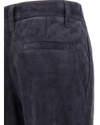 Brunello Cucinelli - Dark Suede Trousers - Lyst