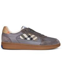 Burberry - Tower And Sand Leather And Check Terrace Sneakers - Lyst