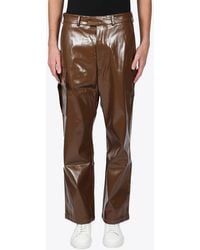 Cmmn Swdn Relaxed Fit Cargo Pants In A Technical Pvc Brown Pvc Cargo Pants