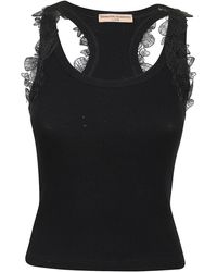 Ermanno Scervino - Floral-Appliqué Sleeveless Ribbed Tank Top - Lyst
