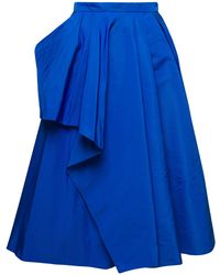 Alexander McQueen - E Draped Round Asymmetric Skirt In Polyfaille Woman - Lyst